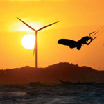 Kite-surfing off the coast of Brazil