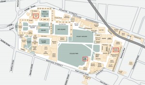click to enlarge: Trinity College map showing the Hamilton Conference Centre, Dining Hall and The Pavilion Trinity College map showing the Hamilton Conference Centre, Dining Hall and The Pavilion