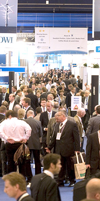 full exhibition hall at the event