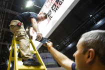 Setting up the exhibition at EWEA Offshore 2013 in Frankfurt am Main